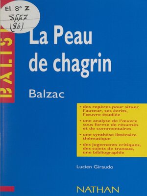 cover image of La peau de chagrin
